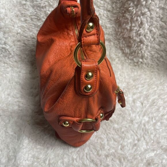 Vintage Fully Leather Orange Linea Pelle Collection shoulder bag brass hardwares - Picture 3 of 16